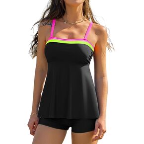 ZAFUL Womens Tankini Swimsuits Two Piece Bathing Suits Flowy Ruffle Swimwear with Shorts