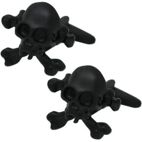 Skull Cufflinks Black Skull And Cross Bones Cuff Links In Box (A)