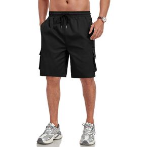 ZAFUL Mens Casual Shorts Flat Pocket Zipper Cargo Shorts Fashion Summer Short Drawstring Outdoor Twill Shorts with 6 Pockets