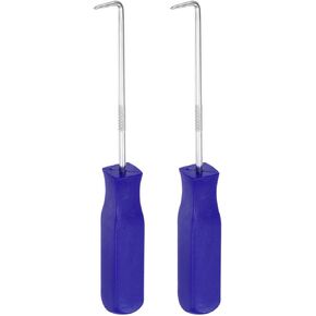 HARFINGTON 2pcs 90 Degree Picks 135mm Chrome Vanadium Steel Cr-V TPR Plastic Handle Square Automotive Pick Tool Set for Removing O Rings Small Items, Blue