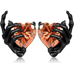 Ohayoo Healdon Hand Earrings 925 Sterling Silver Skull Arrings Halloween Halloween Stud arocks Hompts Gothic Jewelry Gifts for Women Men