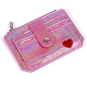 Fida&Moon Glitter Girl Small Wallet RFID Blocking Coin Purse Clip Card Holder (Glitter Pink)