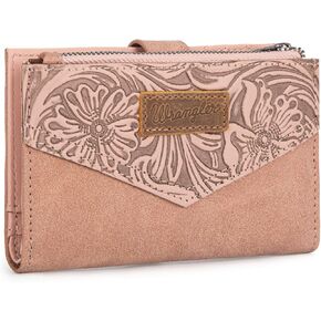 × Wrangler Small Wallet for Women Designer Bifold Wallet Embossed Women'S Wallets, Card Cases & Money Organizers, Coffee