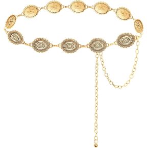 TOPACC Western Chain belt for Women Cowgirl Metal Concho Belt for Dresses Jeans Country Concert Outfit