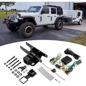 Wsays 2" Trailer Receiver Hitch Class 3 Towing Hitch & 4-Pin Trailer Wiring Harness Compatible with Jeep Wrangler JL/JLU 2 Door & 4 Door 2018-2024 (Excl 2018 JK Models)