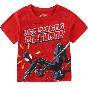 Marvel Spider-Man Miles Morales Boys Short Sleeve T-Shirt Birthday Shirt for Toddler and Big Kids