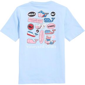 vineyard vines Boys' Multi USA Sticker Short-Sleeve Pocket Tee