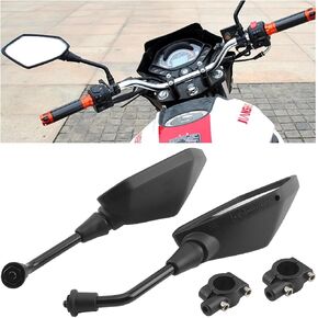 2PCS Motorcycle Mirrors, Dirt Bike Rearview Side Mirror for Handlebar, Adjustible Motorbike Convex Rear View Mirror with 10MM Threaded Bolt, Compatible with Scooter, UTV, ATV