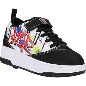 Heelys POP PRO Prints Wheeled Heel Shoe, Black/White/Multi, 4 US Unisex Big Kid