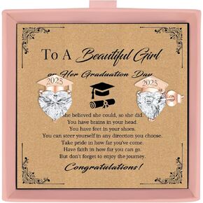 Graduation Gifts for Her Class Of 2025 Graduation Earrings Studs Hypoallergenic Earrings Accessories Grad Gifts for Women Daughter Middle Senior High School University College Bachelor