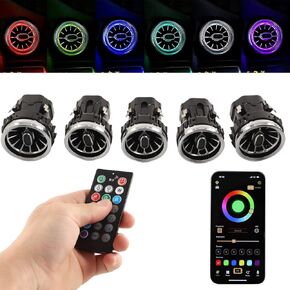 Air Conditioning Outlet Ambient Light, 5pcs Front Turbine Air Vent Ambient Light 64 Colors App Control Replacement for W205 C205 X253