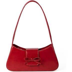 Coquette Bow Shoulder Bag for Women Y2k Red Purse PU Leather Clutch Handbag Trendy Underarm Bag