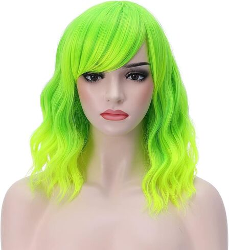Beron 14 بوصة متعددة المستعارات المستعارات المستعارات مع قوس قزح مع الانفجارات الملونة للنساء Halloween Cosplay شعر مستعار للاستخدام اليومي الباروكات الاصطناعية (متعددة الألوان) in Kuwait