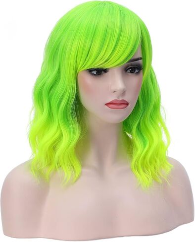 Beron 14 بوصة متعددة المستعارات المستعارات المستعارات مع قوس قزح مع الانفجارات الملونة للنساء Halloween Cosplay شعر مستعار للاستخدام اليومي الباروكات الاصطناعية (متعددة الألوان) in Kuwait