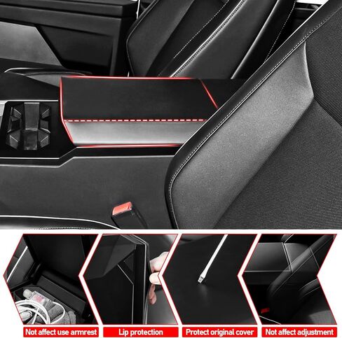 Center Console Cover for Tesla Cybertruck 2023 2024 Accessories with Leather Side Pockets Console Armrest Protector Cover Prevent Scratching in Saudi Arabia