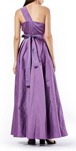 Women's One-Shoulder Embroidered Taffeta Dress – Floral Beaded Maxi with Overlay in Saudi Arabia