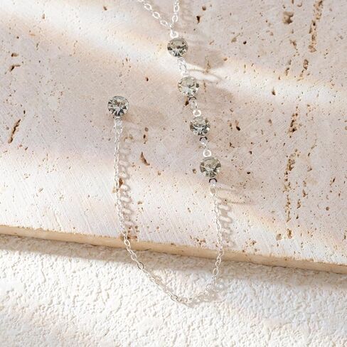 قلادة طويلة للنساء قلادة ضيقة من اللباد الفضة اللطيفة على شكل Y قلادة زفاف زفاف قلادة. in Kuwait