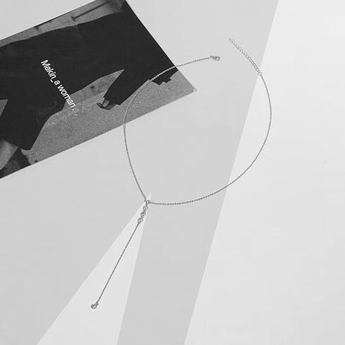 قلادة طويلة للنساء قلادة ضيقة من اللباد الفضة اللطيفة على شكل Y قلادة زفاف زفاف قلادة. in Kuwait