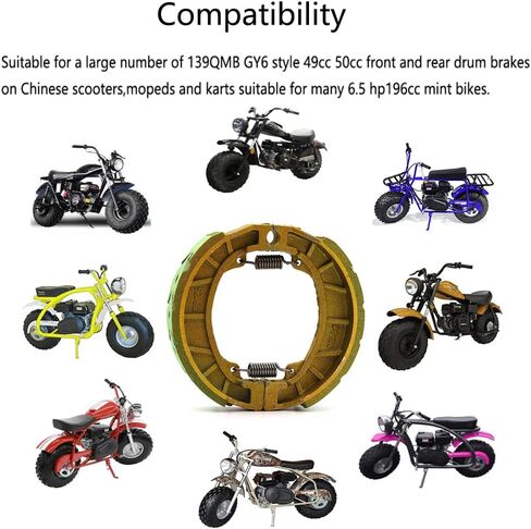 Kucehiup CG125 Brake Drum Shoe Pad 2pcs Universal 105mm PAD Shoe for 6.5 Hp 196cc MB165 MB200 BT200X CT200U Motorsports Mini Bike CRF70 TaoTao GY6 49cc 50cc Scooter Moped ATV (Grey-green) in Kuwait