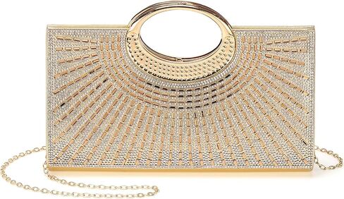 Evening Bags Clutch Purses for Women Formal, Rhinestone Handbags Purse Shoulder Bag with Chain Sparkly for Wedding Guest Party Gold in Saudi Arabia