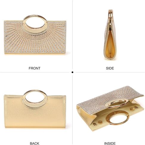 Evening Bags Clutch Purses for Women Formal, Rhinestone Handbags Purse Shoulder Bag with Chain Sparkly for Wedding Guest Party Gold in Saudi Arabia