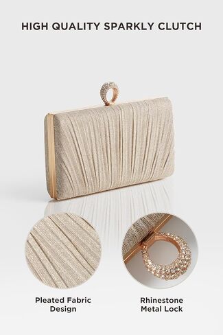 BABEYOND Clutch Purses for Women - Evening Bag Glitter Pleated Clutch for Bride Party Prom Wedding in Saudi Arabia