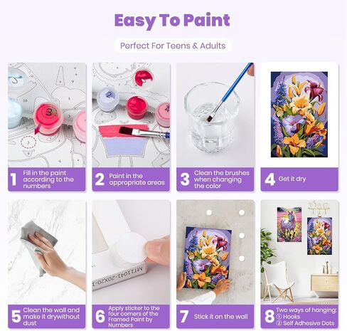 Paint by Numbers Kit for Adults with Framed Canvas&Wooden Easel, DIY Acrylic Paint by Numbers Kits for Adults Beginner, Birds Drawing Paintwork Arts and Crafts for Home Wall Decor, 12x16inch in Saudi Arabia