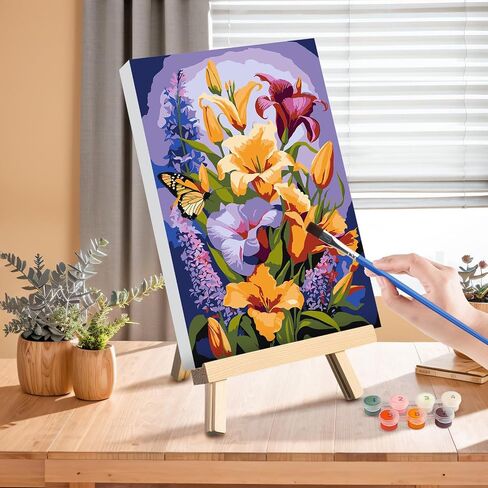 Paint by Numbers Kit for Adults with Framed Canvas&Wooden Easel, DIY Acrylic Paint by Numbers Kits for Adults Beginner, Birds Drawing Paintwork Arts and Crafts for Home Wall Decor, 12x16inch in Saudi Arabia