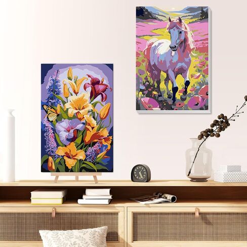 Paint by Numbers Kit for Adults with Framed Canvas&Wooden Easel, DIY Acrylic Paint by Numbers Kits for Adults Beginner, Birds Drawing Paintwork Arts and Crafts for Home Wall Decor, 12x16inch in Saudi Arabia