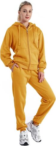 Sherpa Zipper Womens Sweatsuits Active Jogging Fleece 2 Pieces Hoodie and Pants Winter Outfit Sets in Saudi Arabia