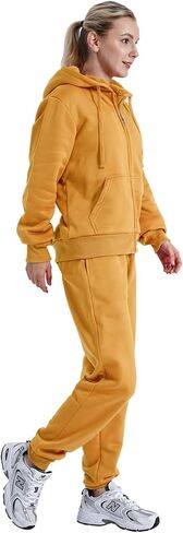 Sherpa Zipper Womens Sweatsuits Active Jogging Fleece 2 Pieces Hoodie and Pants Winter Outfit Sets in Saudi Arabia