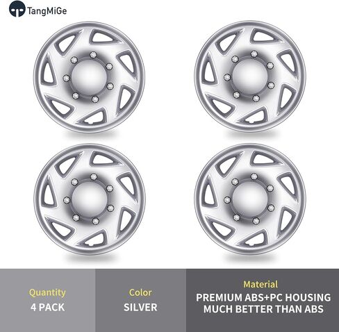 TangMiGe 4-Pack Hubcaps Compatible with Ford Van 1998-2023: Ford Truck-MTD E250 / E350 / E450 / E550 2008-2023, Ford Econoline 1998-2014; 16 inch 16" Wheel Covers (Silver Color) in Saudi Arabia