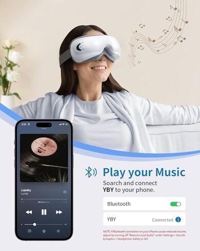 Eye Massager with Heat&Bluetooth Music,FSA/HSA Eligible Eye Care Device for Migraine,Smart Eye Mask for Relaxation,Reduce Strain,Improve Sleep,Ideal Gift for Men/Women,White in Saudi Arabia