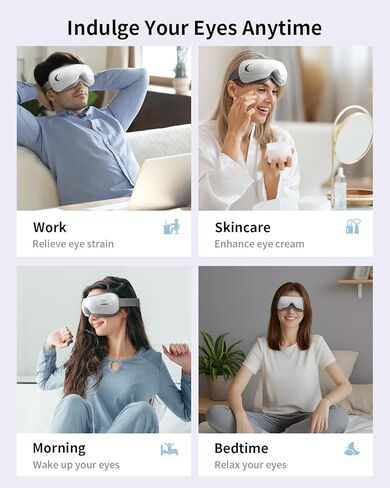 Eye Massager with Heat&Bluetooth Music,FSA/HSA Eligible Eye Care Device for Migraine,Smart Eye Mask for Relaxation,Reduce Strain,Improve Sleep,Ideal Gift for Men/Women,White in Saudi Arabia