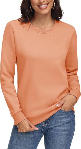MAGCOMSEN Women's Fleece Lined Crewneck Sweatshirt Long Sleeve Casual Pullovers Fall Casual Warm Tops in Saudi Arabia