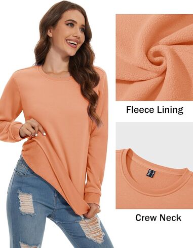 MAGCOMSEN Women's Fleece Lined Crewneck Sweatshirt Long Sleeve Casual Pullovers Fall Casual Warm Tops in Saudi Arabia