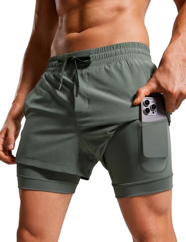 CRZ YOGA 2 in 1 Mens Athletic Shorts 3.5'' with Liner Quick Dry Lightweight for Running Gym with Zip Pockets in Saudi Arabia