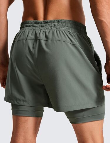 CRZ YOGA 2 in 1 Mens Athletic Shorts 3.5'' with Liner Quick Dry Lightweight for Running Gym with Zip Pockets in Saudi Arabia