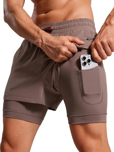 CRZ YOGA 2 in 1 Mens Athletic Shorts 3.5'' with Liner Quick Dry Lightweight for Running Gym with Zip Pockets in Saudi Arabia
