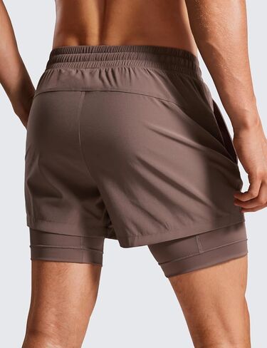 CRZ YOGA 2 in 1 Mens Athletic Shorts 3.5'' with Liner Quick Dry Lightweight for Running Gym with Zip Pockets in Saudi Arabia