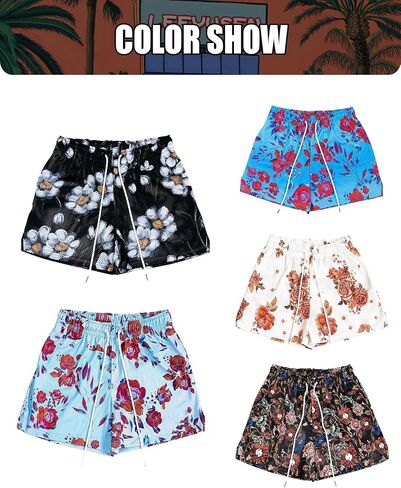 Mens Graphic Shorts Basketball Drawstring Casual Workout Athletic Summer Running Shorts in Saudi Arabia