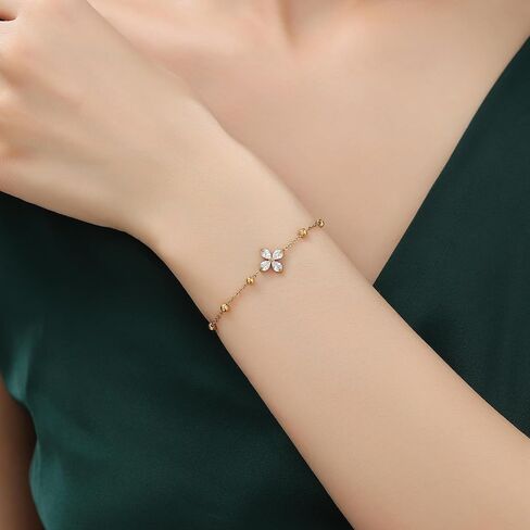 Kylie Y 14k gold-plated blossom charm bracelet cubic zirconia diamond chain bracelets for Women adjustable bracelet in Saudi Arabia