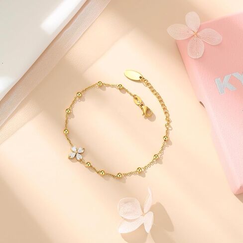 Kylie Y 14k gold-plated blossom charm bracelet cubic zirconia diamond chain bracelets for Women adjustable bracelet in Saudi Arabia