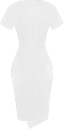 Women's Long Sleeve Wedding Guest Dress 2024 Sexy V Neck Wrap Ruched Bodycon Party Work Midi Dresses in Saudi Arabia