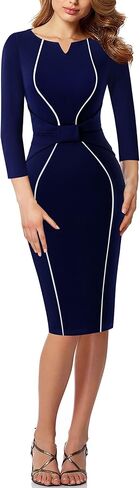 Vfshow Womens Notch Bow Bow Weist To Work Office Business Church Party Bodycon قلم رصاص غمد in Saudi Arabia