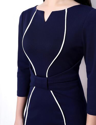 Vfshow Womens Notch Bow Bow Weist To Work Office Business Church Party Bodycon قلم رصاص غمد in Saudi Arabia