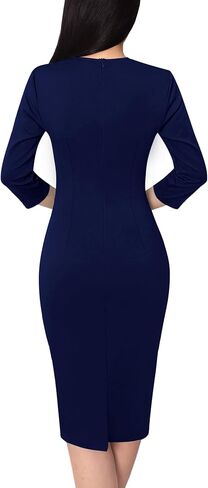 Vfshow Womens Notch Bow Bow Weist To Work Office Business Church Party Bodycon قلم رصاص غمد in Saudi Arabia