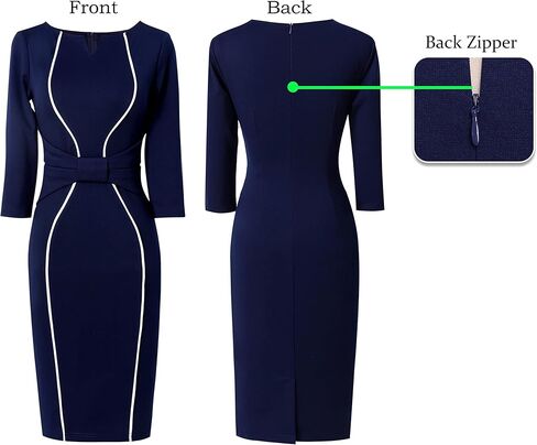 Vfshow Womens Notch Bow Bow Weist To Work Office Business Church Party Bodycon قلم رصاص غمد in Saudi Arabia