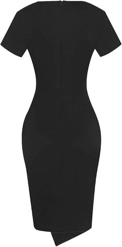 Women's Long Sleeve Wedding Guest Dress 2024 Sexy V Neck Wrap Ruched Bodycon Party Work Midi Dresses in Saudi Arabia