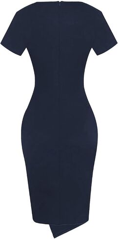 Women's Long Sleeve Wedding Guest Dress 2024 Sexy V Neck Wrap Ruched Bodycon Party Work Midi Dresses in Saudi Arabia